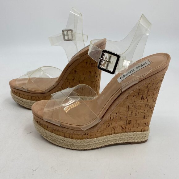 Steve Madden Beige Ultra-High Wedge Sandal | Size 8 - Picture 3 of 9